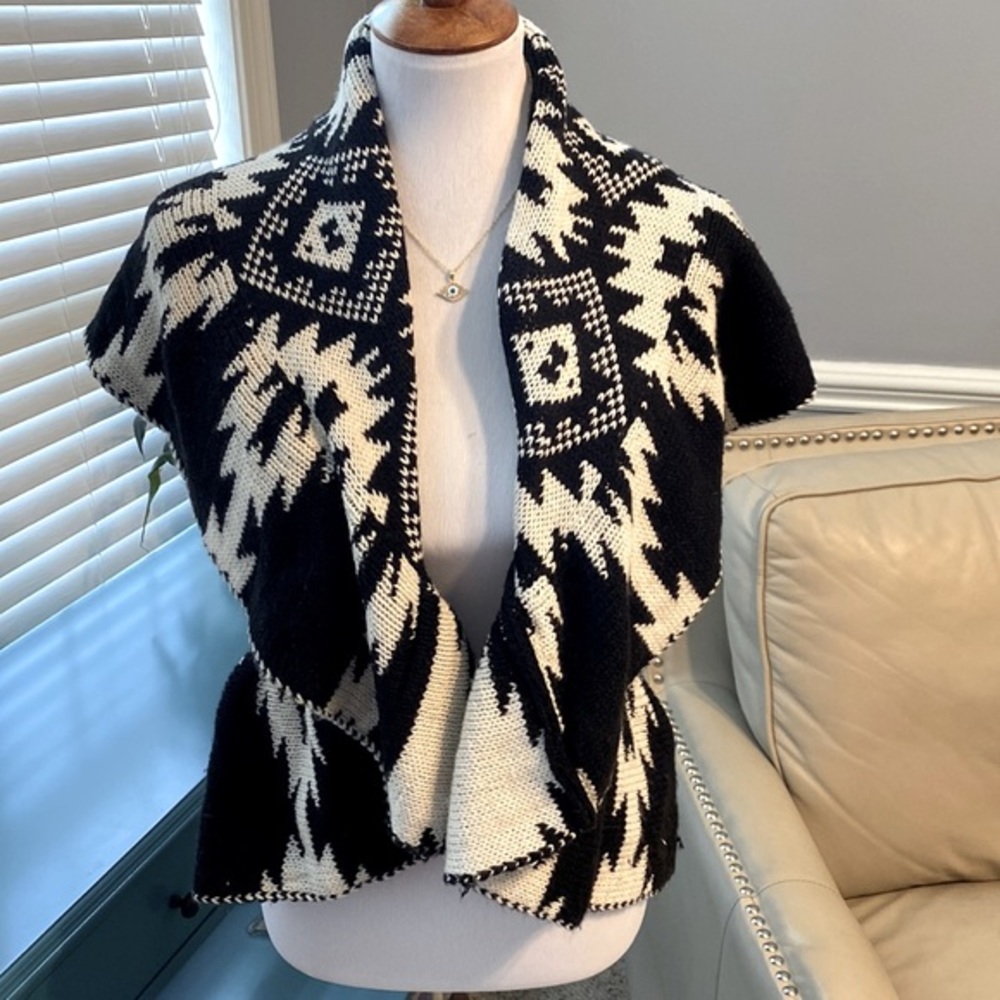 Black and cream sweater vest
